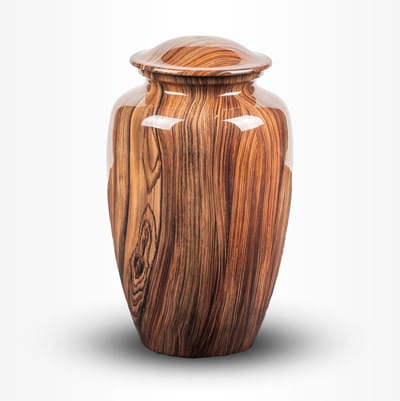 Messing Urn Groot 3 liter Hout Bruin Hout patroon - Urn voor Menselijke As - Crematie Urn voor As Volwassenen