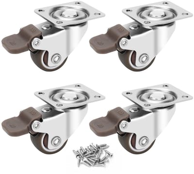Zwenkwielen Set - Wieltjes met rem - Meubels Verplaatsen - Met Rem - 1 inch - Zwart