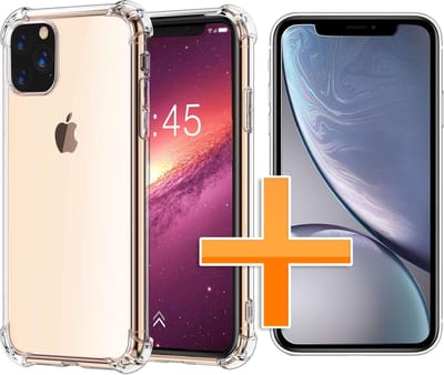 HB Hoesje Geschikt voor Apple iPhone 11 Pro - Anti Shock Hybrid Back Cover / Glazen Screenprotector - Transparant