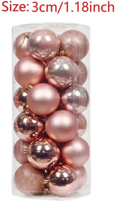 Livano Kerstballen - Kerstversiering - Plastic - Rood Goud - 3 cm - 24 stuks