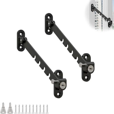 Dailygoods- Raambegrenzer afsluitbaar - Raambeveiliging Kind - Kinderslot Raam - Raambegrenzer zonder boren - Verstelbaar - 2 stuks roestvrij staal - Vensterbegrenzer