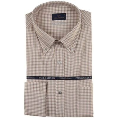 Paul & Shark Overhemd Silver Collection Texture Cotton Shirt Wit-Beige / male