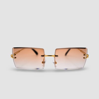 Montuurtjevoorjou - Rectangle Gold Brown - Zonnebril - Heren - Dames - Festival Bril - Bruin