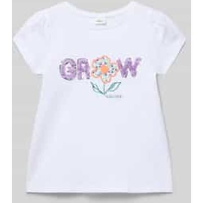 T-shirt met vooraan druk, plooien en strasapplicatie meisje s.Oliver