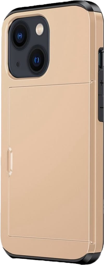 Hoesje geschikt voor iPhone 16e - Backcover - Hardcase - Pasjeshouder - Portemonnee - Shockproof - TPU - Goud