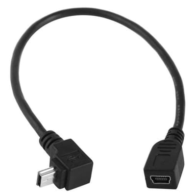 OneOne 0,27m Mini USB kabel. Haakse verleng laadkabel. Mini USB naar Mini USB oplaadkabel snoer past op Garmin Edge 200, 205, 305, 305CAD, 305HD, 305HR, 500, 510, 605, 705, 800, 810, Touring, Touring Plus