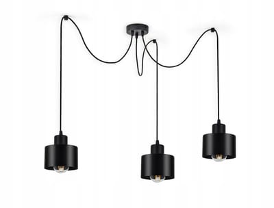 Spider Hanglamp Loft Edison Mat Zwart 3xE27