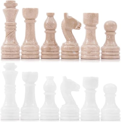 Luxe Marmeren Schaakstukken Set 3.5 Inch Koning Handgemaakt