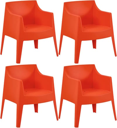 CLP Bartal tuinstoelen set van 4 - stapelbaar - polypropyleen - weer- & UV-bestendig - 150 kg belastbaar - met afwateringsgaten - oranje