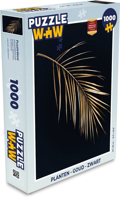 Puzzel Planten - Goud - Zwart - Bladeren - Luxe - Legpuzzel - Puzzel 1000 stukjes volwassenen