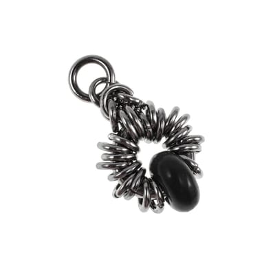 32mm Zwarte Agaatsteen Hanger Unisex - Gepolijst RVS - Uniek Ontwerp - Handgemaakt door esde2