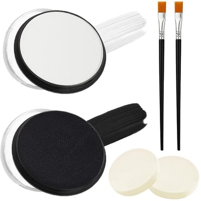 Dailygoods- Lichaamsverf Halloween Set - Zwart/Wit - 2 Make-upkwasten - 2 Poederpuffs - 30 g per kleur - Eenvoudig te gebruiken - Gezichtsverf