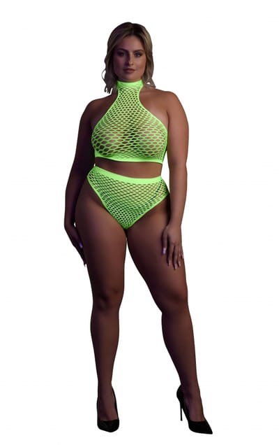 Shots - Ouch! OU833GLOOSX - Turtle Neck and High Waist Slip - Green - XL/XXXXL