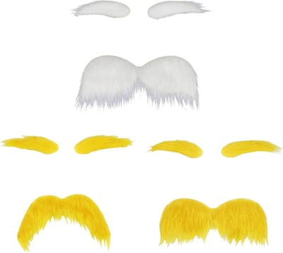 Geel Snor en Wenkbrauw Set voor Feestjes, Halloween, Carnaval en Kerst, Unieke Accessoires voor Mannen en Vrouwen