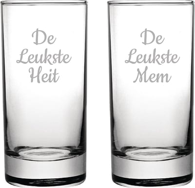 Gegraveerde longdrinkglas 28,5cl De Leukste Mem-De Leukste Heit