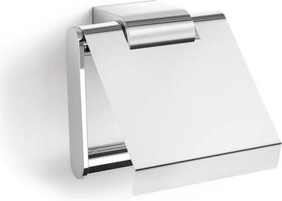 Zack Atore toiletrolhouder met klep 12.4x12.4x5.4cm RVS Chroom Glans