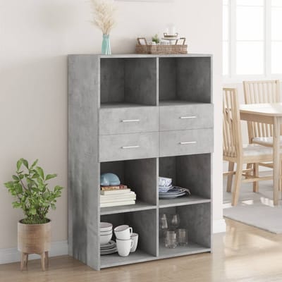 vidaXL - Hoge - kast - 80x42,5x124 - cm - bewerkt - hout - betongrijs