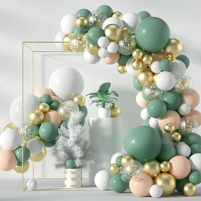 FeestmetJoep® Ballonnenboog beige & Groen - Verjaardag versiering