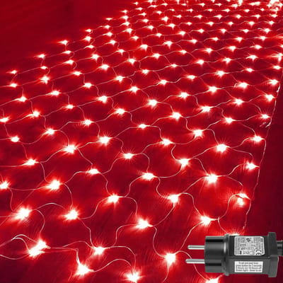 MUPOO Netverlichting Buiten Rood - 3 x 2 meter - 200 LED's - Net Kerstverlichting - Kerstnet Lichtgordijn - met 8 modi - Geheugenfunctie - Sfeervolle Gordijnverlichting - voor Bushe Garden Yard Party Decor