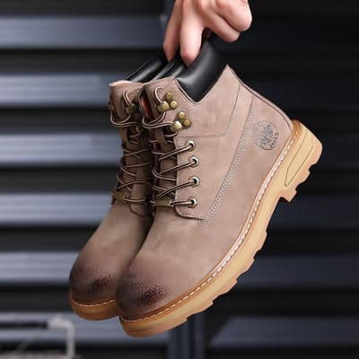 Herfst en Winter Martin Boots Heren Hoge Schoenen Britse Stijl Alles-match Outdoor Tooling Boots Heren Sneeuwlaarzen Middelhoge Laarzen Heren 44 beige