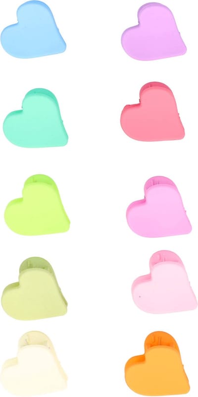 Haarsoires Haarspeld Haarklemmen 2cm – Klein Hartvorm – Blauw Groen Geel Roze Paars Oranje – Set van 10 - Haarclip Klem - Hair Claw - voor Opsteken Haar - Hair Clip - Decoratieve Haaraccessoire