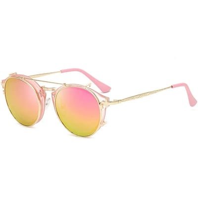 Clip On Zonnebrillen Mannen Steampunk Vrouwen Mode Brillen Vintage Retro Mode Zonnebrillen Oculos UV400 beige