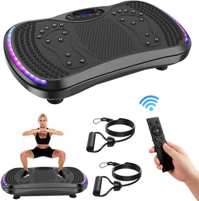 DailyDamaar trilplaat - Trilplaat fitness - Vibratieplaat - Trainingsplaat - 9 standen - Vetverbranding & Spieropbouw - LED-licht - Zwart