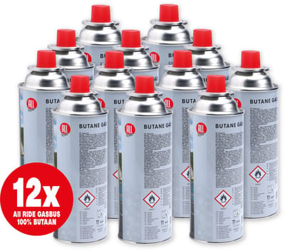 All Ride butaan gasbussen met Bajonet aansluiting – 12 Stuks - Voordeelverpakking