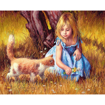 5D Diamant schilderij Portret Meisje & Kitten Diamant borduurwerk Kruissteek Volledige Ronde Diamant mozaïek 20X30CM