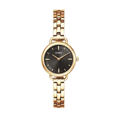 Olympic OL82DDD001 Tess Dames Horloge - Mineraalglas - Staal - Goudkleurig - 26 mm breed - Quartz - Druksluiting - 3 ATM (spatwater)