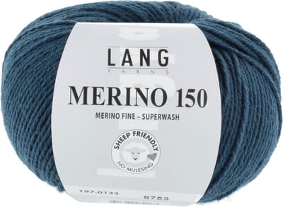 Lang Yarns Merino 150 - 133 staalblauw - Merinowol Garen