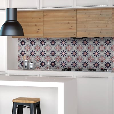 Zelfklevende tegelmuurstickers voor keuken en badkamer - 9 cementtegelstickers (Azulejos) - 9 stickers, 10x10cm