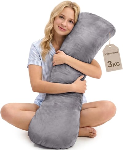 Gewichtskussen voor Volwassenen 3 KG – 104*30 CM Grijs – Slaap Beter & Kom Tot Rust – Verzwaarde Kussen – Verzwaringskussen voor Meer Focus – Weighted Pillow – Weighted Body Pillow – Anti-Stress Slaap Knuffel – Anxiety Pillow – Machinewasbaar Kussen