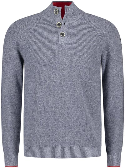 NZA - Blauwe katoenen half button trui