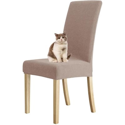 Spandex Eetkamerstoelhoes Jacquard Waterdichte Stoelhoezen voor Eetkamer Wasbare Parsons Verstelbare Stoelhoezen 1 pcs chair cover gray