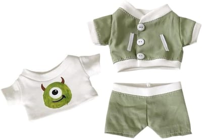 Pluche Poppenkleding - Poppen Outfit Set - Poppen Aankleden - 3-Delige Set - 20 cm - Groen