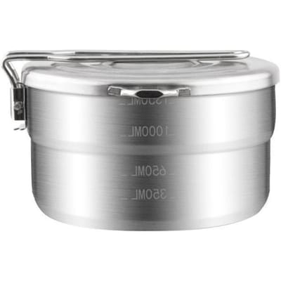 1,5L Roestvrijstalen Lunchbox met Opbergtas Kampeerpan voor Backpacken Hiken Vissen 1.5L gray