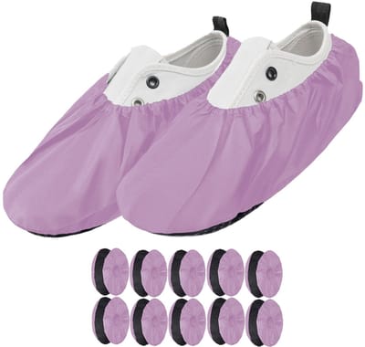 FEROCITY - Schoenovertrekken - Antislip, herbruikbaar - Unisex - Erwachsene - EU 38-45, 5 paren - Polyester - Roze