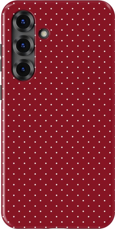 Micro Dots Tough Hoesje Samsung Galaxy S25 Plus | Geschikt Voor Mag | Stippen Motief Backcover Samsung Galaxy S25 Plus Red Velvet