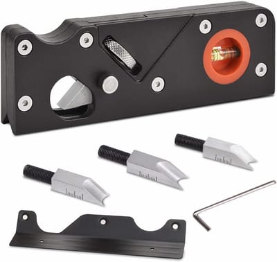SnelShoppen - Handmatige Hoekfrees, Houtbewerkingsplaner met 4 Snijders, Verstelbare Diepte, Ideaal voor Trimmen en Chamferen van Hout, Compact en Dra