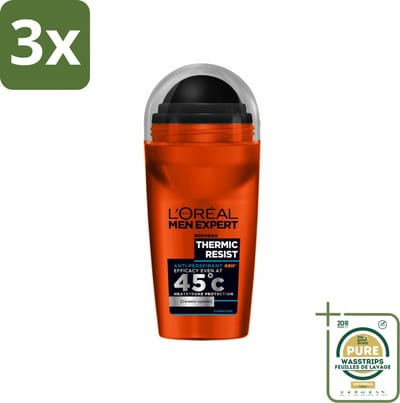 3 x L'Oréal Men Expert Deodorant Roller Thermic Resist 50 ml - Grootverpakking - Deodorant Roller - Thermic Resist - Anti-transpirant - Zweetbestrijding - Hittebescherming