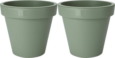 Pro Garden Plantenpot/bloempot Botanic - 2x - Tuin buiten - kunststof - groen - Dia 25 cm - rond