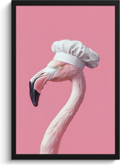 Fotolijst inclusief poster - Posterlijst 40x60 cm - Posters - Flamingo - Roze - Koksmuts - Vogel - Foto in lijst - Keuken decoratie muur - Wanddecoratie accessoires - Muurdecoratie - Schilderijen