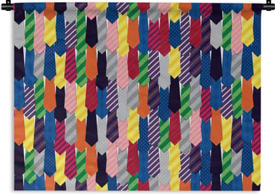 Wandkleed - Wanddoek - Stropdas - Regenboog - Patronen - 60x45 cm - Wandtapijt