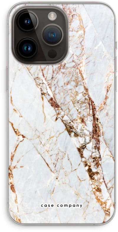 Case Company® - Hoesje geschikt voor iPhone 14 Pro Max hoesje - Goud marmer - Soft Cover Telefoonhoesje - Bescherming aan alle Kanten en Schermrand