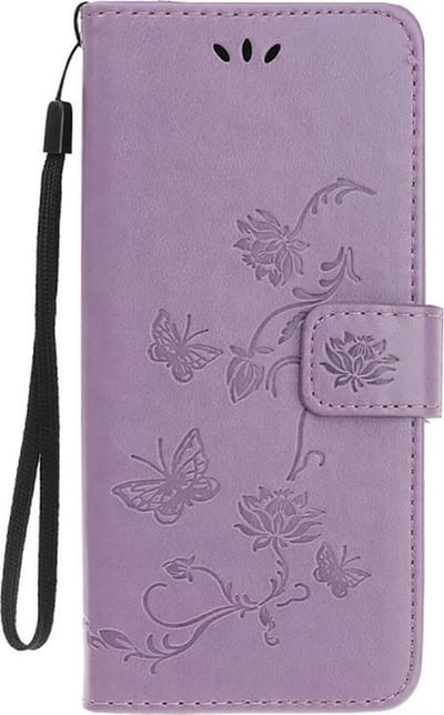 Shop4 - Huawei Y5 (2019) Hoesje - Wallet Case Bloemen Vlinder Paars
