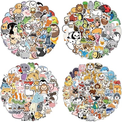 200 Stuks Schattige Dierenstickers, Kleurige PVC Stickers voor Kinderen, Perfect voor Scrapbooks, Creatieve Knutselprojecten en Cadeaus