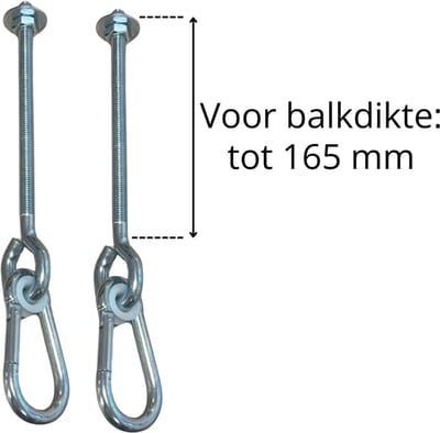 2 Stuks - B-Play Schommelhaken - Karabijnhaak -Volledig Draad - M12 180mm