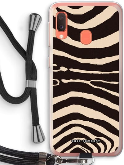 Case Company® - Hoesje met koord geschikt voor Samsung Galaxy A20e hoesje met Koord - Arizona Zebra - Telefoonhoesje met Zwart Koord - Bescherming aan alle Kanten en Over de Schermrand