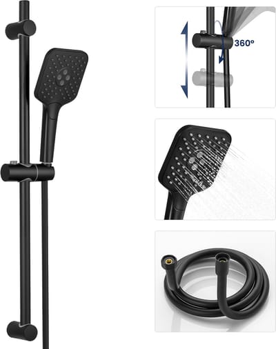 Lonheo max Doucheset met Handdouche - RVS - 70 cm Glijstang - 3 standen - Doucheslang 150 cm - Zwart